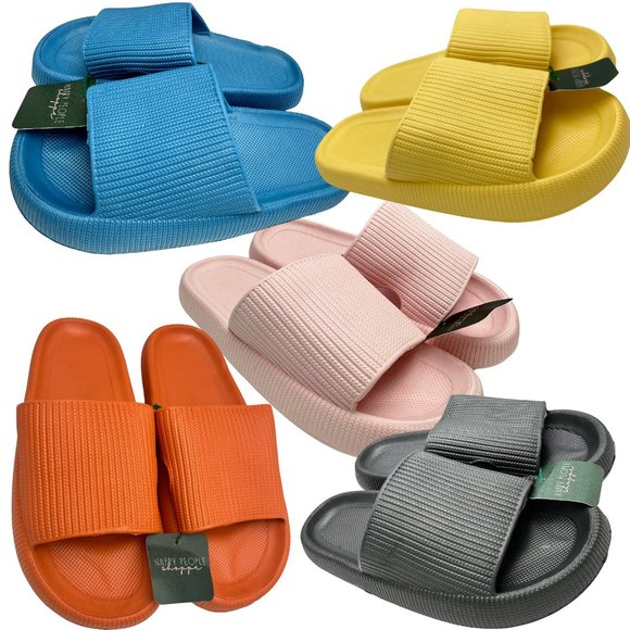 *BLACK* Pillow Slides Sandals Unisex - Picture 2 of 7